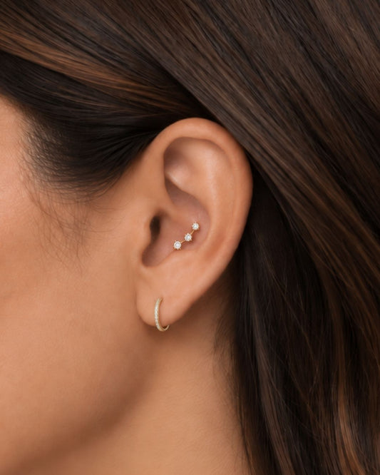 Crystal Curved Threadless Piercing Stud