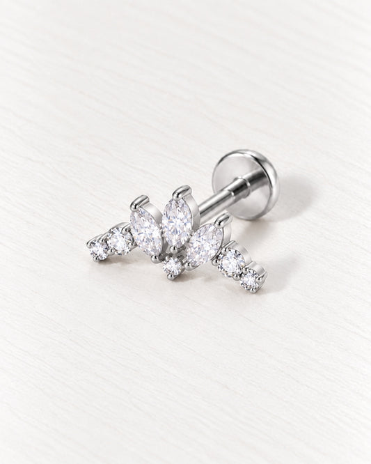 Marquise Crystal Crown Threadless Piercing Stud