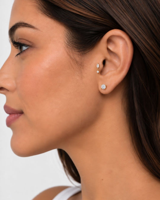 Marquise Crystal Drop Threadless Piercing Stud