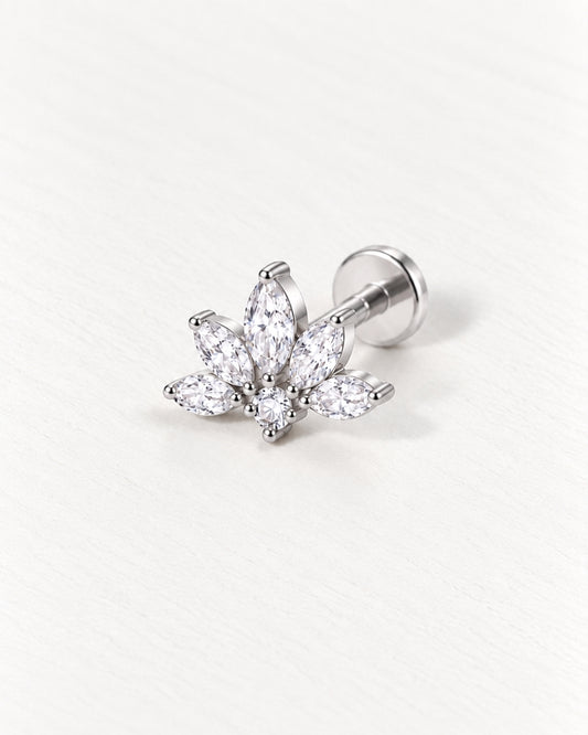 Marquise Crystal Fan Threadless Piercing Stud