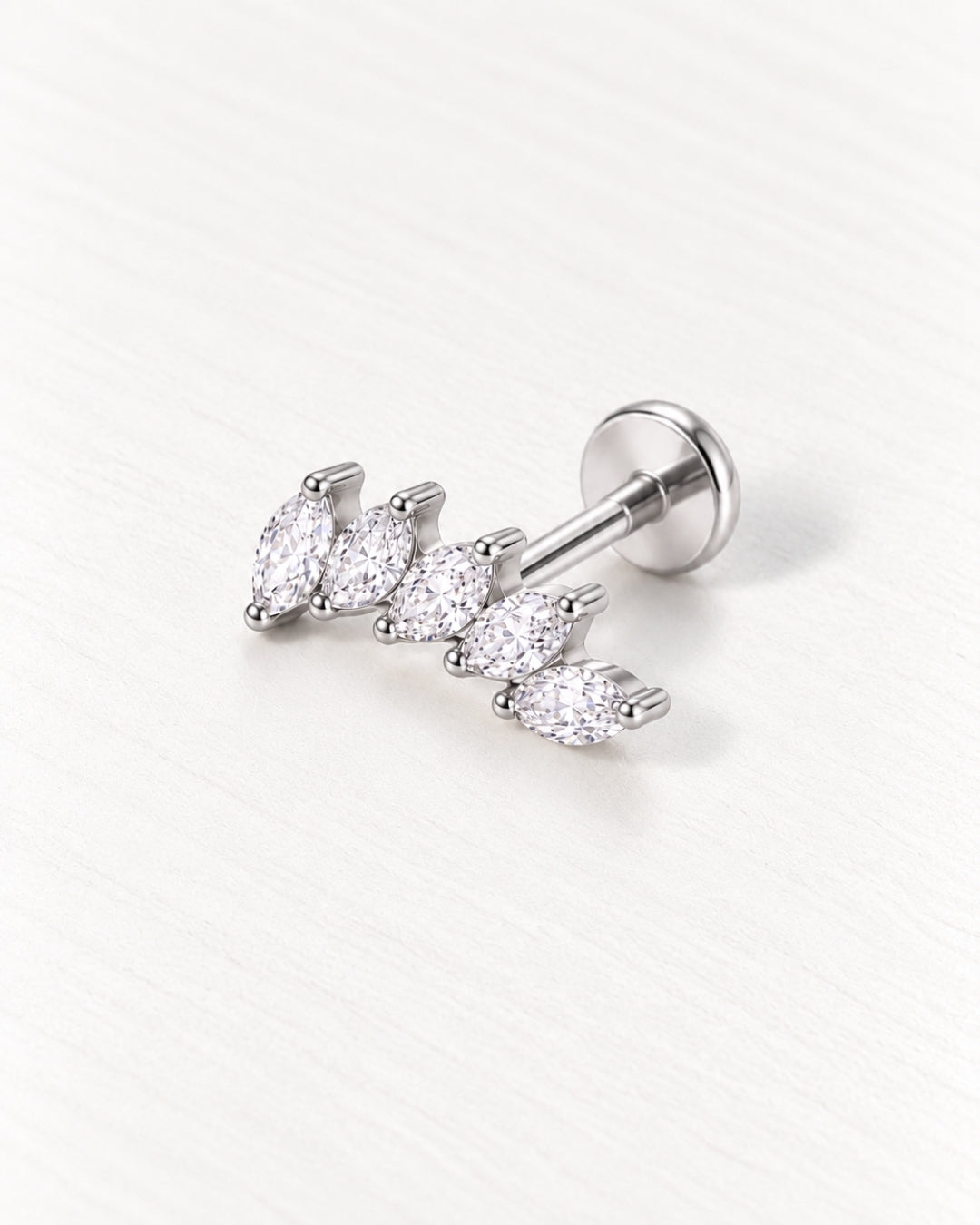 Marquise Leaf Threadless Piercing Stud