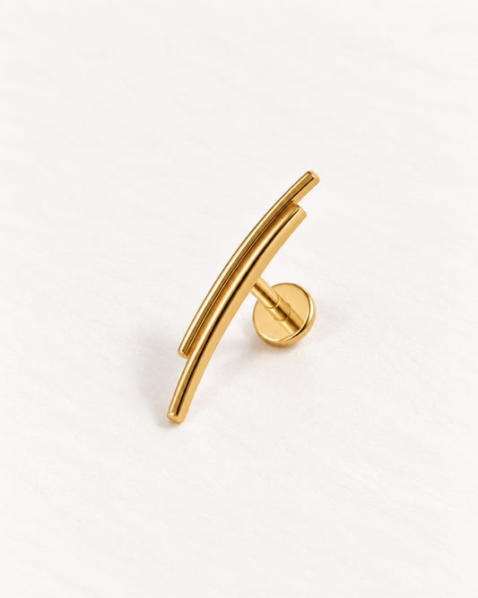 Double Curved Bar Threadless Piercing Stud