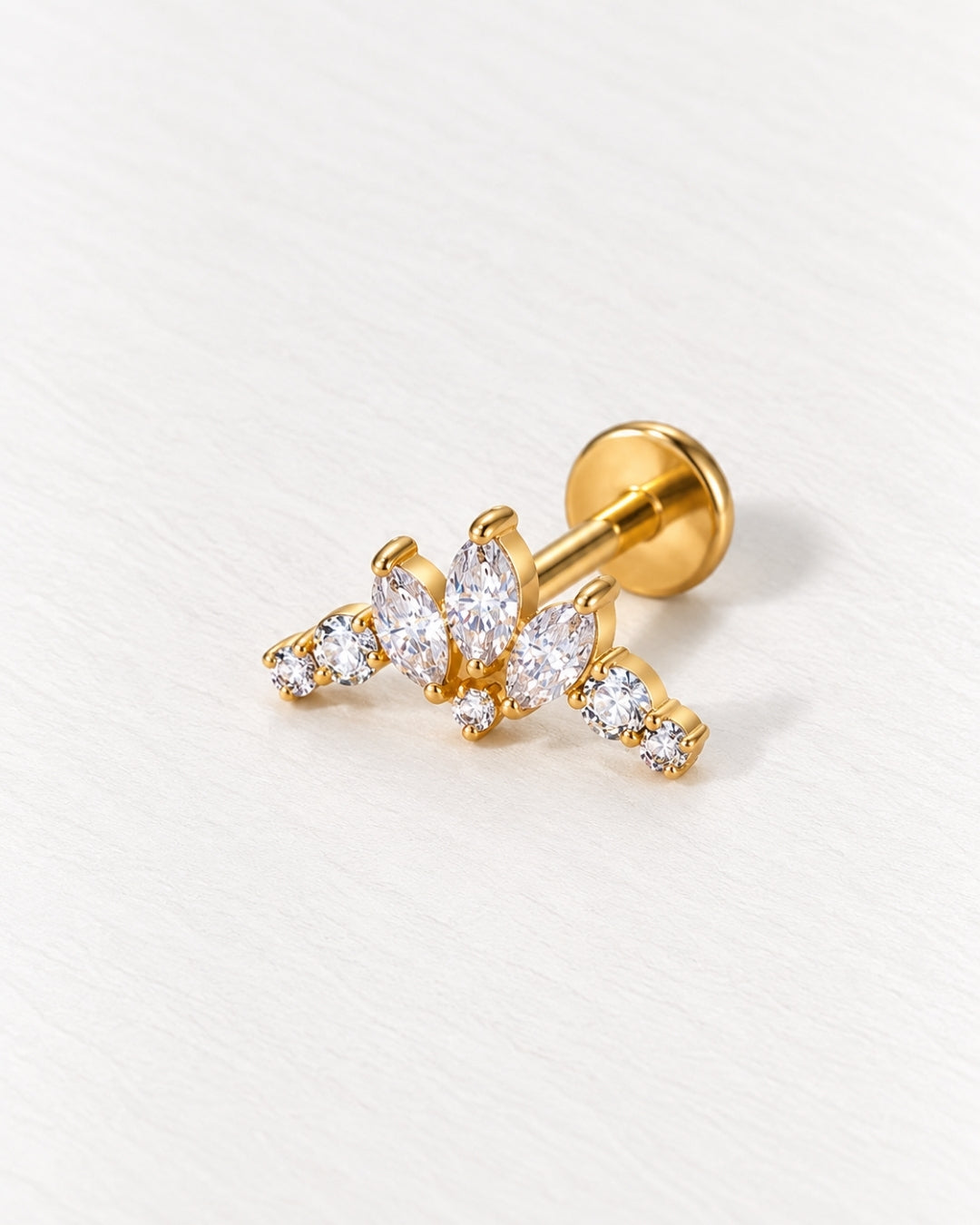 Marquise Crystal Crown Threadless Piercing Stud