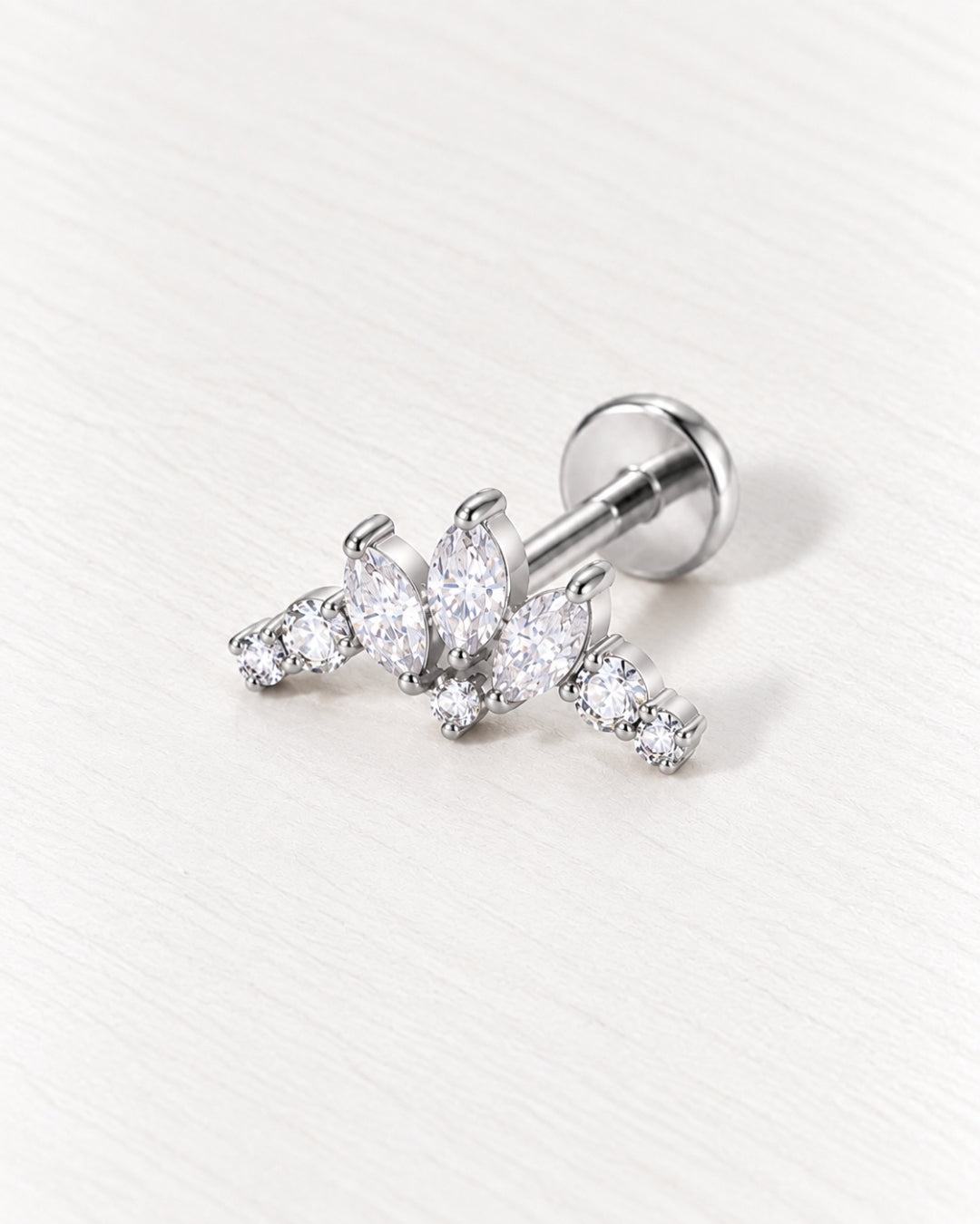 Marquise Crystal Crown Threadless Piercing Stud