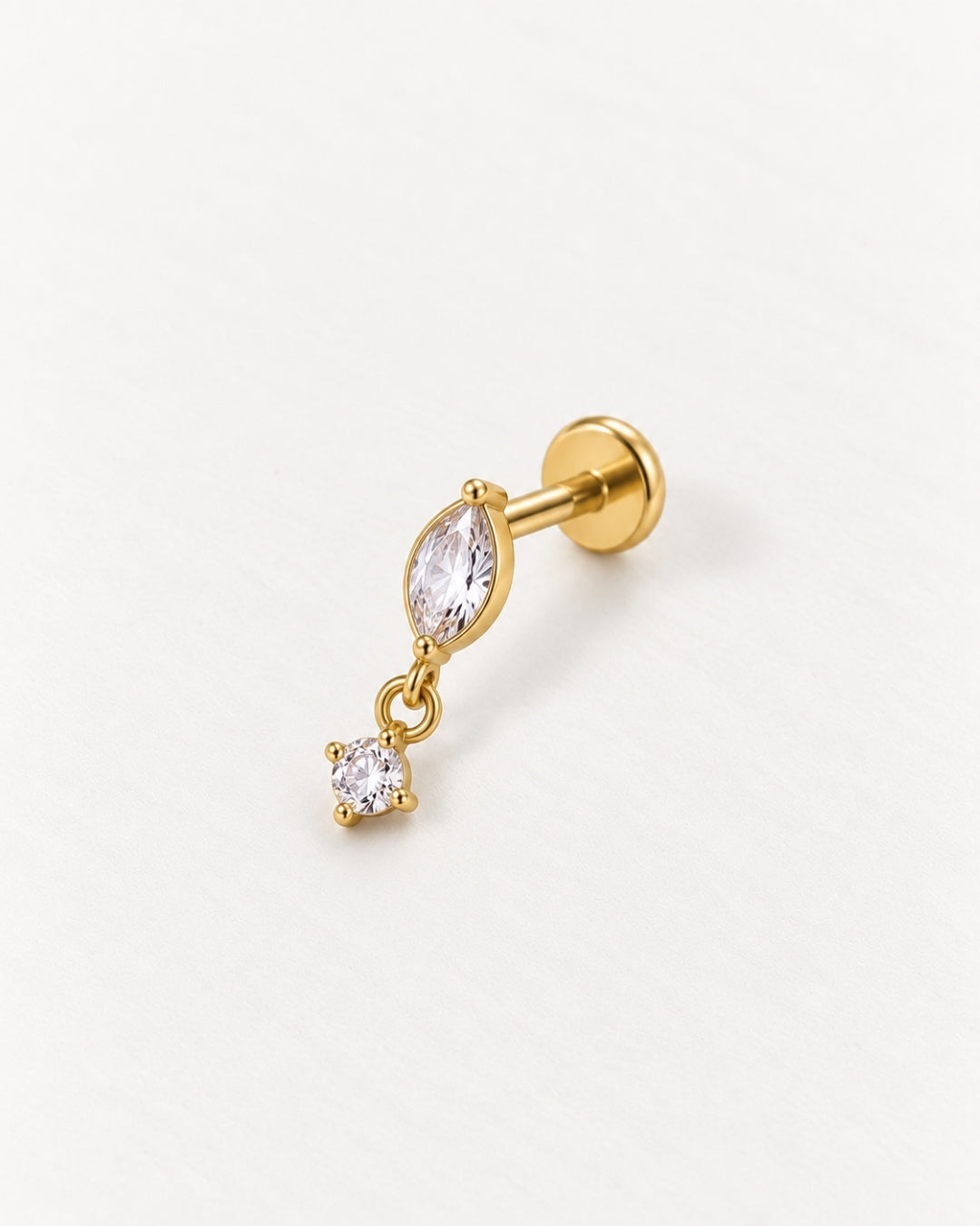 Marquise Crystal Drop Threadless Piercing Stud