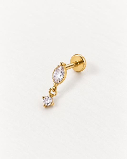 Marquise Crystal Drop Threadless Piercing Stud