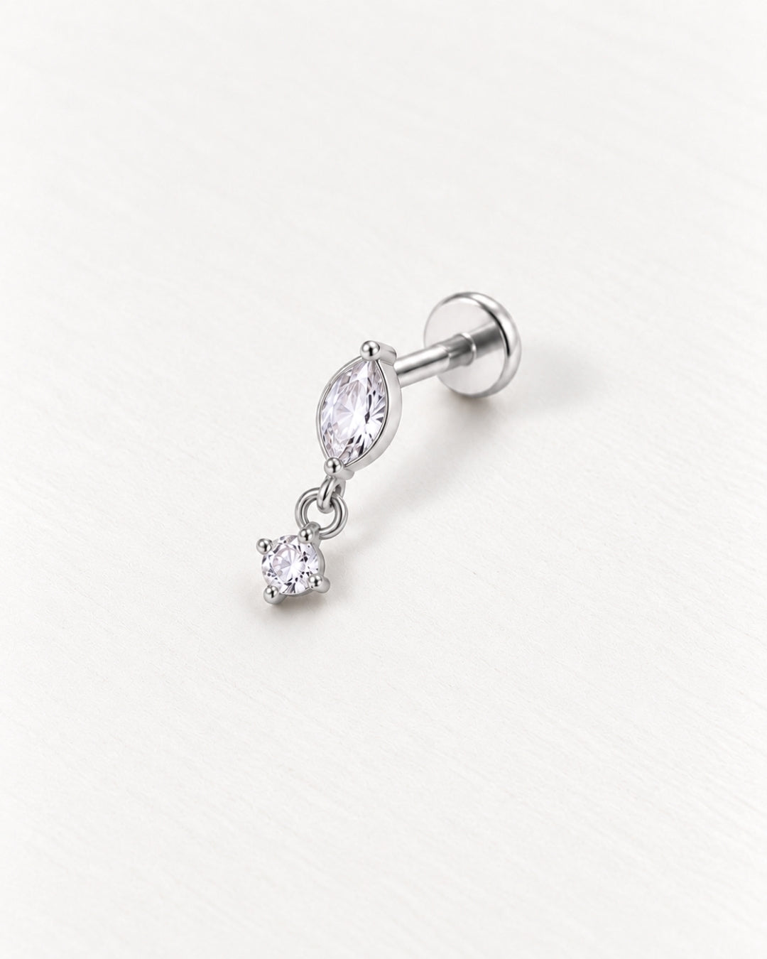 Marquise Crystal Drop Threadless Piercing Stud