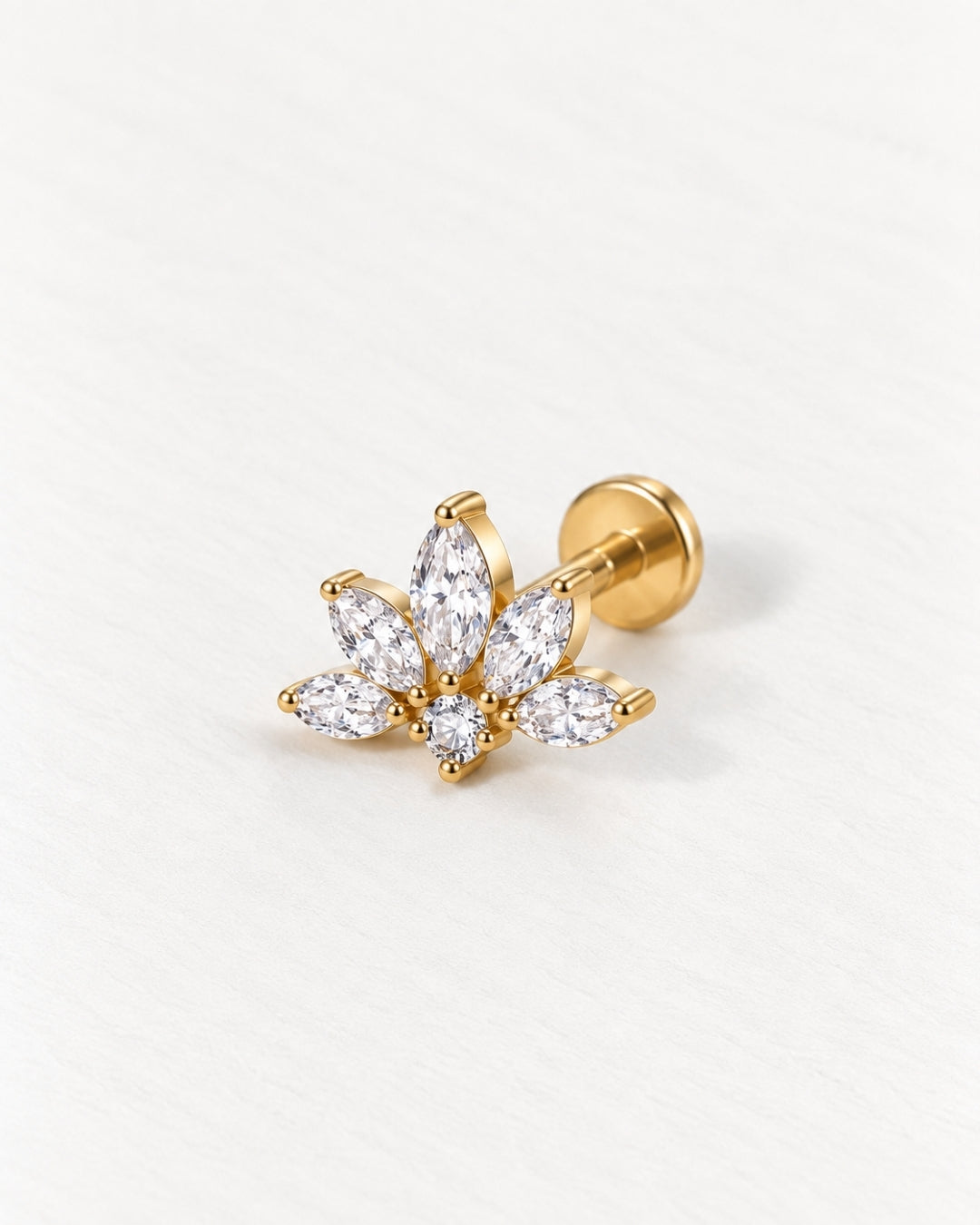 Marquise Crystal Fan Threadless Piercing Stud