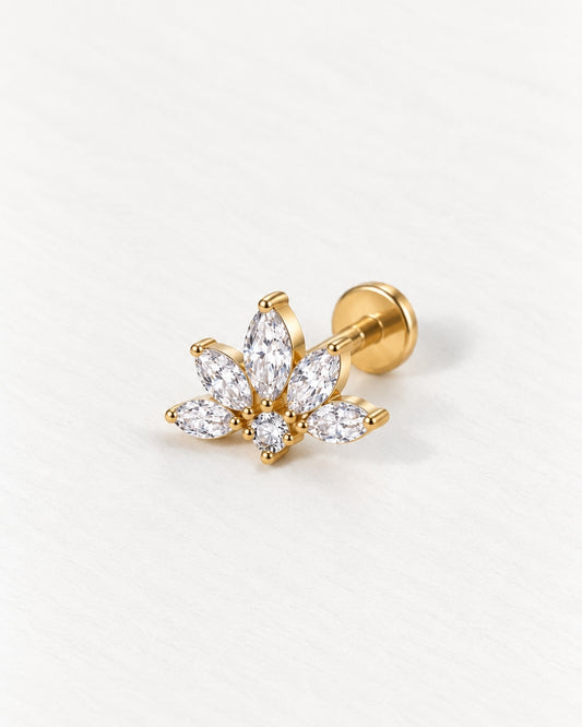 Marquise Crystal Fan Threadless Piercing Stud