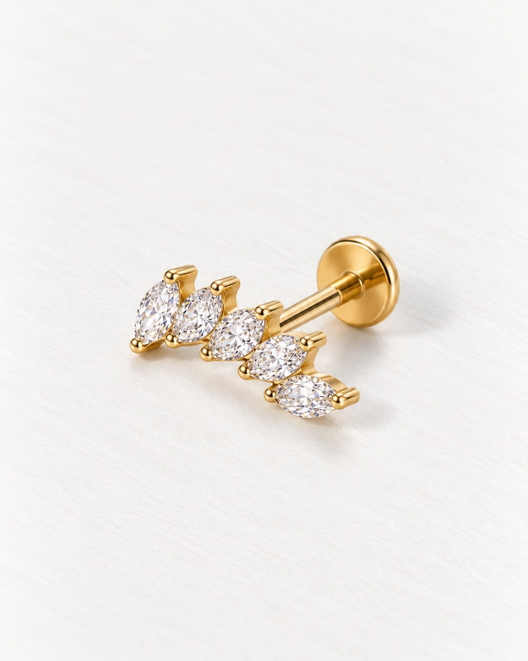 Marquise Leaf Threadless Piercing Stud