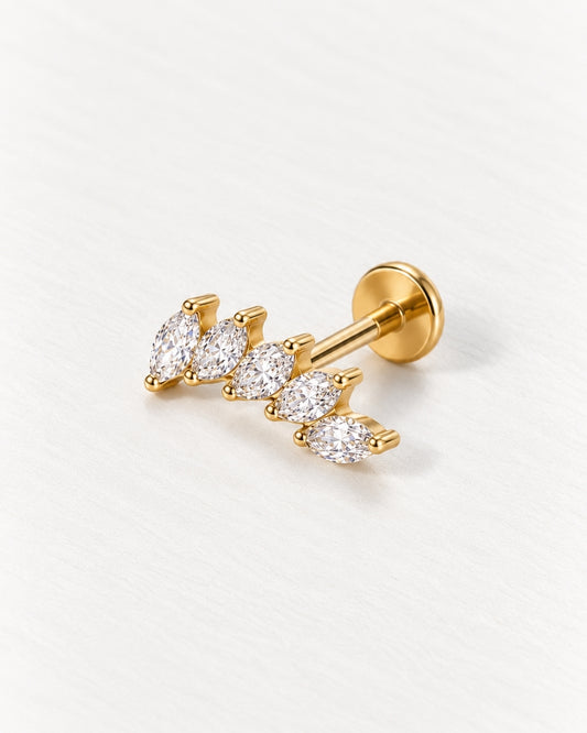 Marquise Leaf Threadless Piercing Stud