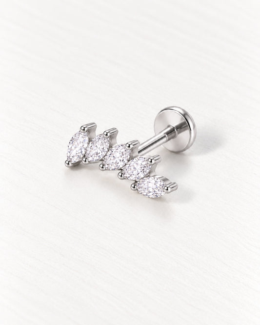 Marquise Leaf Threadless Piercing Stud
