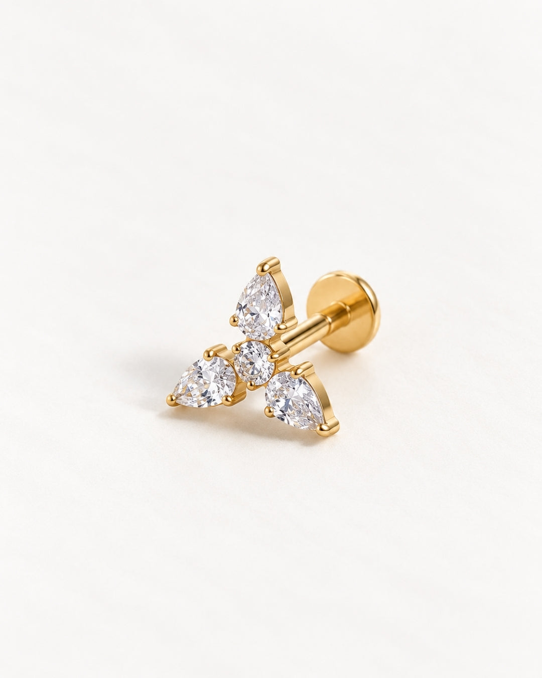 Trinity Crystal Threadless Piercing Stud