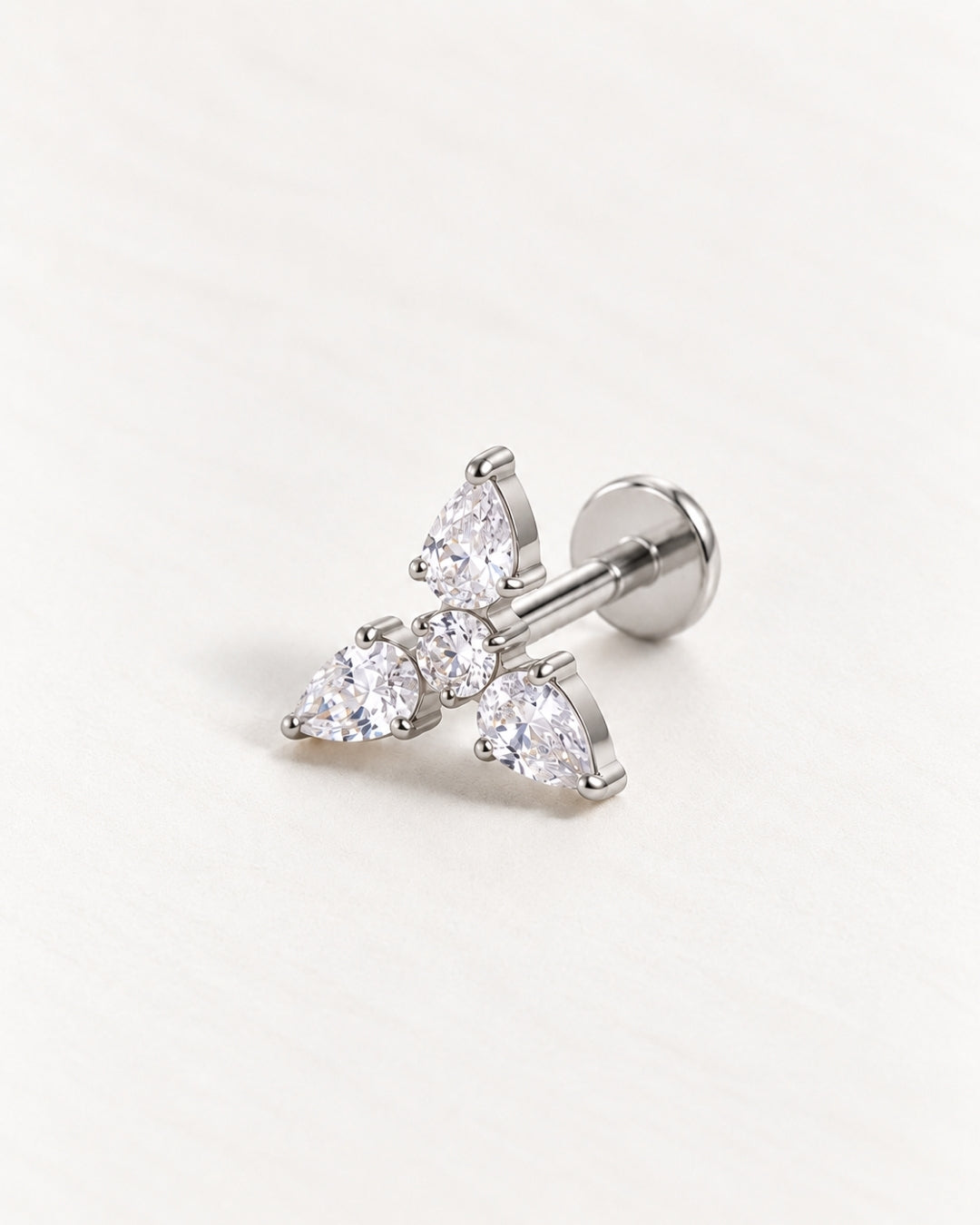 Trinity Crystal Threadless Piercing Stud