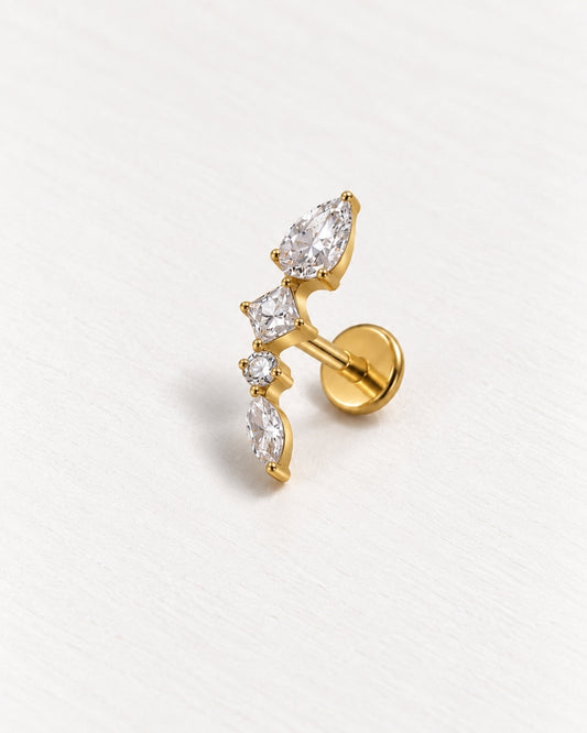Vine Crystal Threadless Piercing Stud